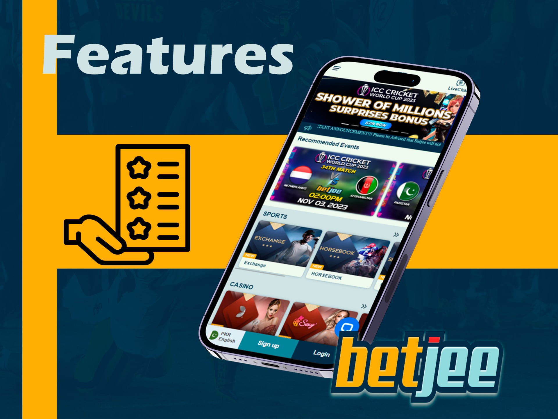 features for betjee app